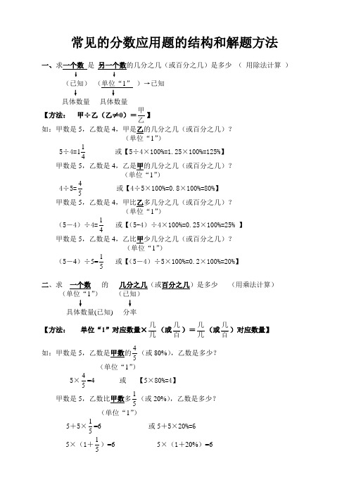 六年级下册数学常见分数应用题的解题方法