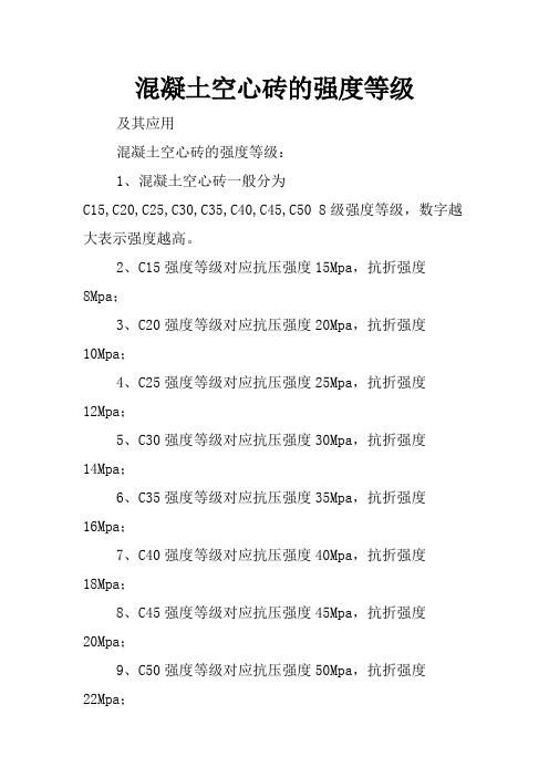 混凝土空心砖的强度等级