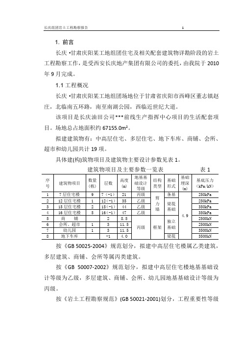 勘察报告--详勘--定稿