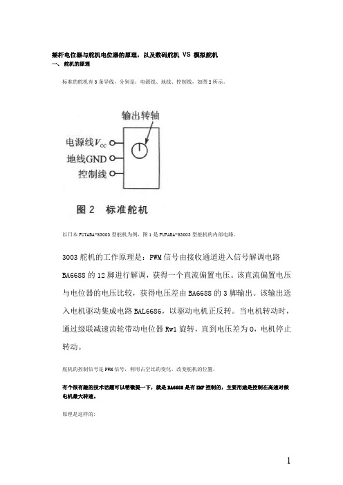 摇杆电位器与舵机电位器的原理,以及数码舵机 VS 模拟舵机