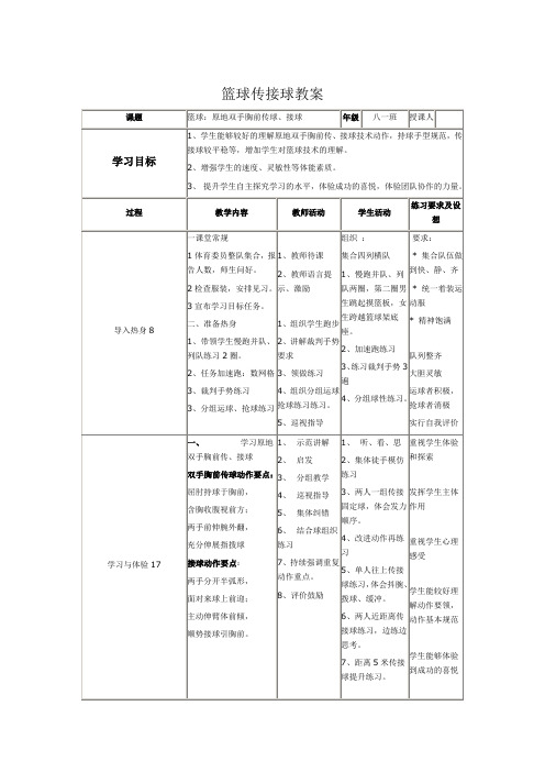 篮球传接球教案