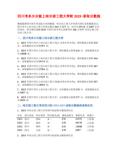 四川考多少分能上哈尔滨工程大学附2023-录取分数线