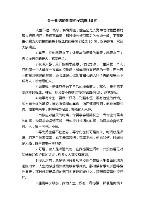 关于相遇的优美句子精选80句