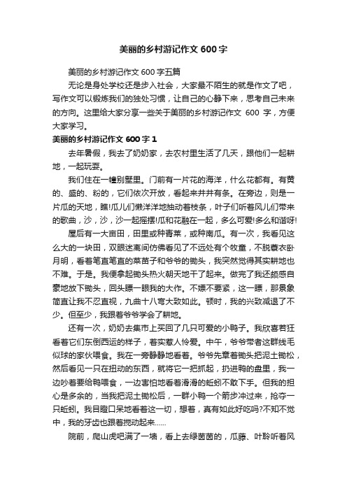 美丽的乡村游记作文600字五篇