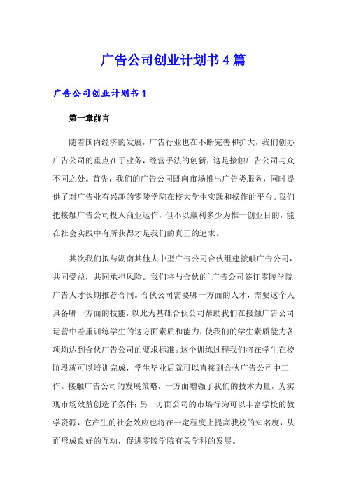 广告公司创业计划书4篇