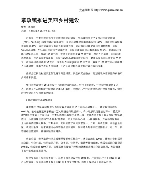 掌政镇推进美丽乡村建设