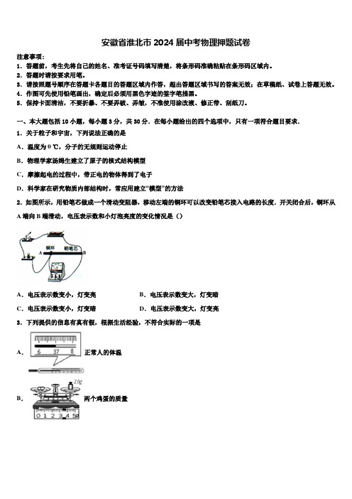 安徽省淮北市2024届中考物理押题试卷含解析