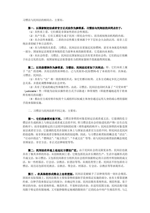 习惯法与民间法的异同点