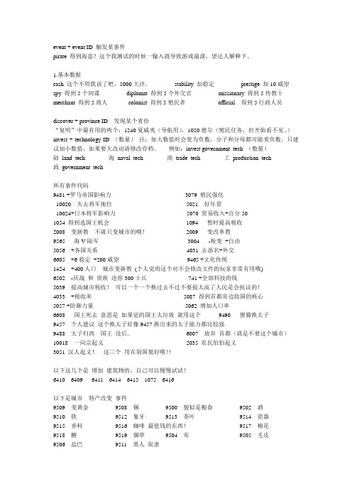 欧陆风云3 秘籍 (较全)