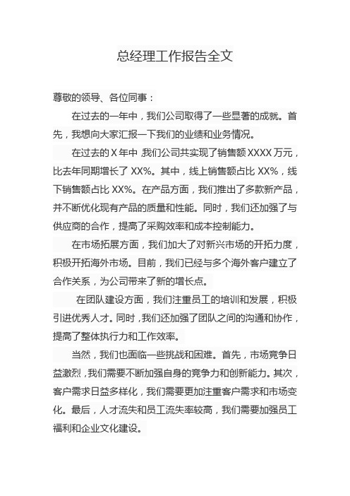 总经理工作报告全文