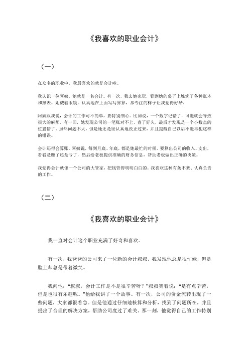 我喜欢的职业会计作文200字