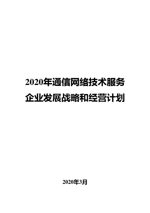 2020年通信网络技术服务企业发展战略和经营计划