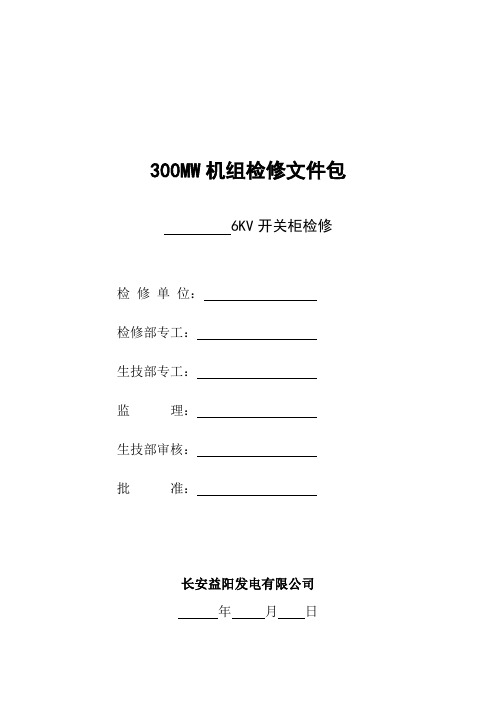 6KV开关柜检修文件包分析