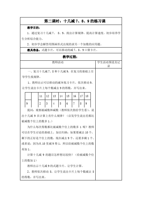 十几减7、8、9练习课