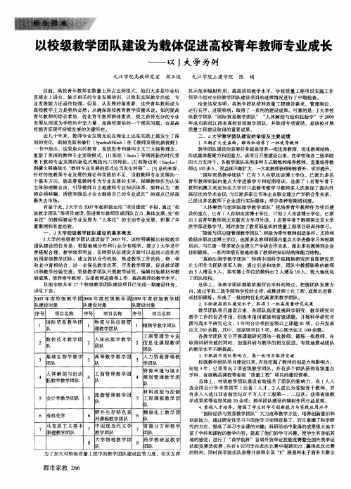 以校级教学团队建设为载体促进高校青年教师专业成长——以J大学为例