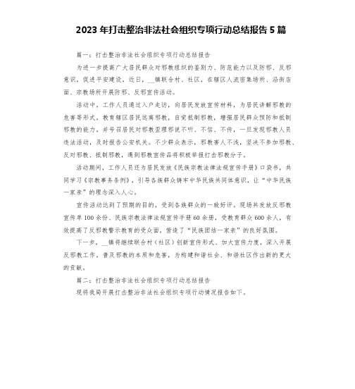 2023年打击整治非法社会组织专项行动总结报告5篇