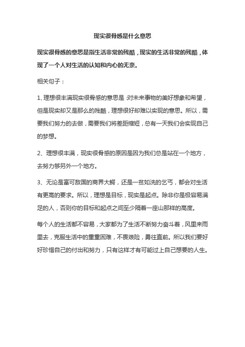 现实很骨感是什么意思