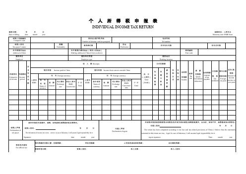 个人所得税申报表