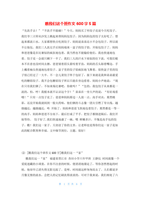 瞧我们这个班作文600字5篇