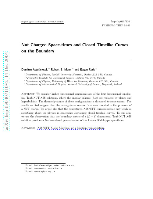 Nut Charged Space-times and Closed Timelike Curves on the Boundary
