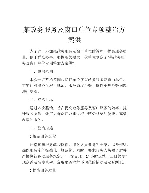 某政务服务及窗口单位专项整治方案供