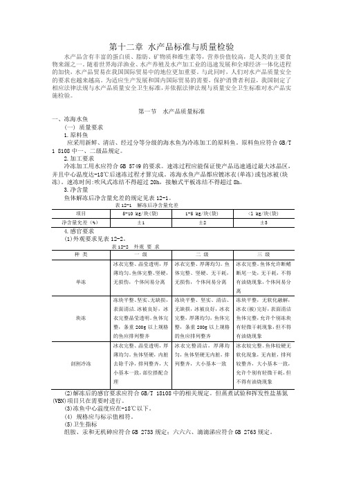 水产品标准与质量检验