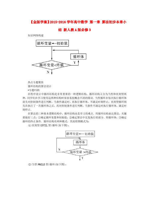 高中数学 第一章 算法初步本章小结 新人教A版必修3