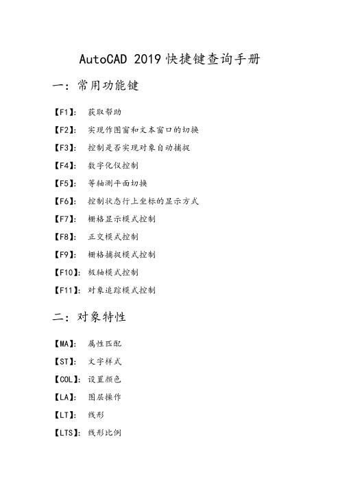 AutoCAD 2019快捷键查询手册