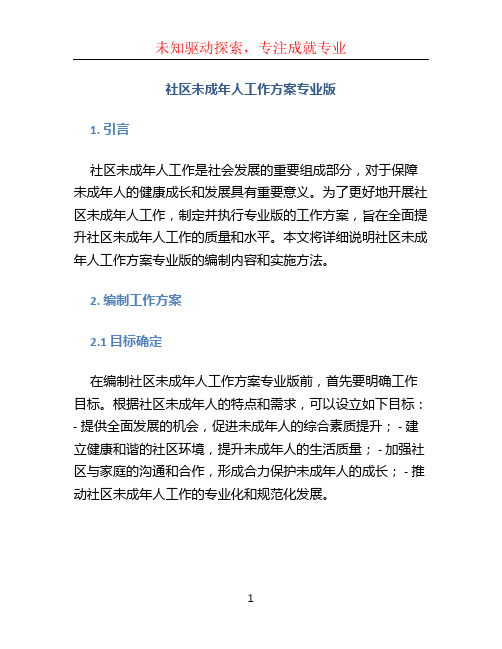 社区未成年人工作方案专业版