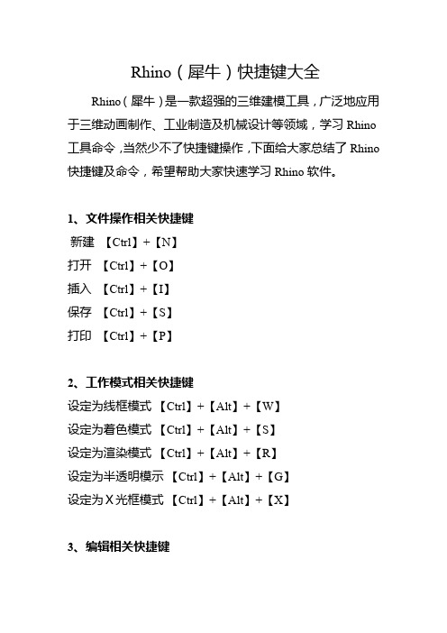 Rhino(犀牛)快捷键大全