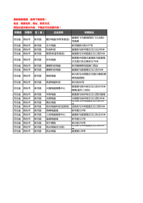 新版河北省邢台市新河县电脑企业公司商家户名录单联系方式地址大全20家