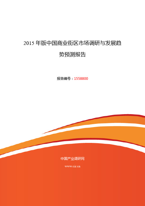 2015年商业街区发展现状及市场前景分析报告