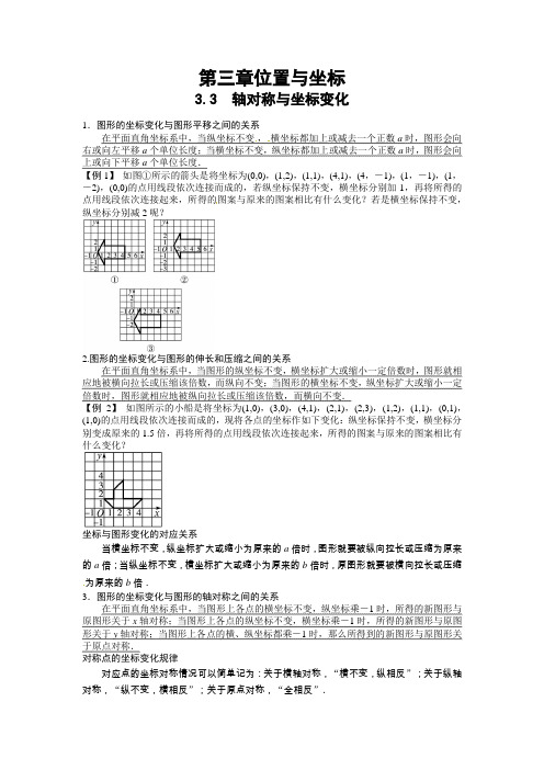 北师大版八年级上册3.3轴对称与坐标变化 讲义