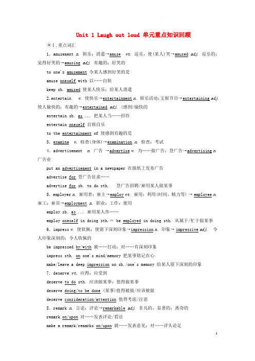 新教材高中英语Unit1Laughoutloud单元重点知识回顾外研版选择性必修第一册