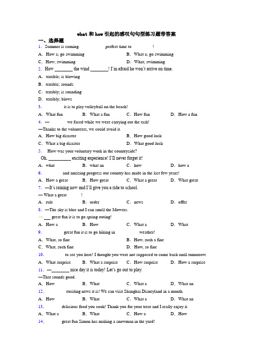 what和how引起的感叹句句型练习题带答案