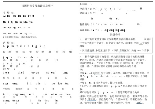 汉语拼音字母表读法及顺序完整版.docx