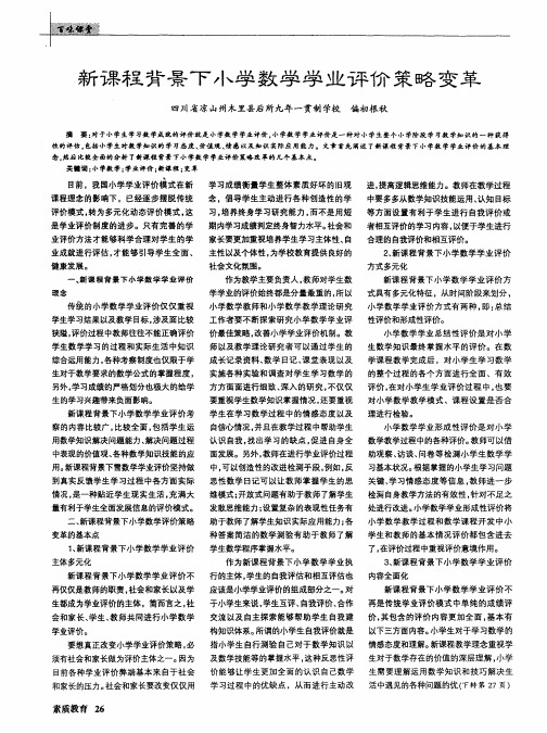 新课程背景下小学数学学业评价策略变革