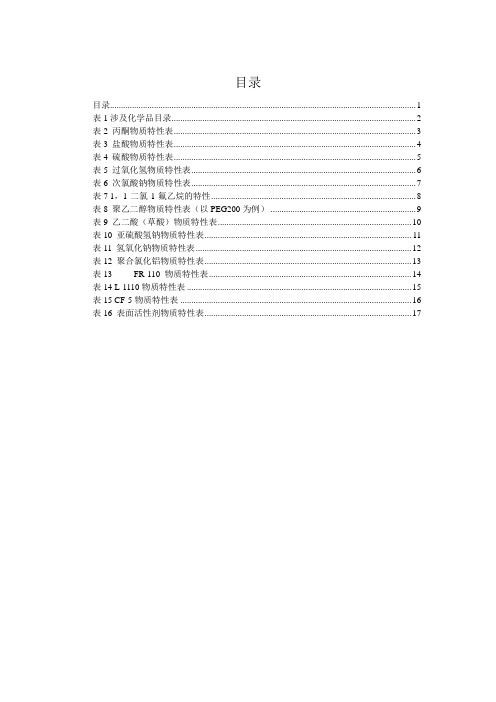 十六种常见危险化学品理化特性