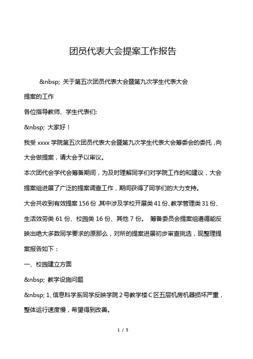 团员代表大会提案工作报告