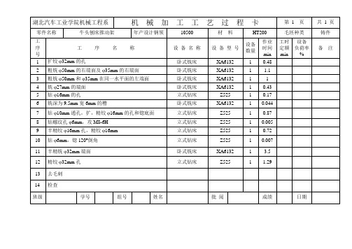 推动架 机械制度工程课程设计 工序卡