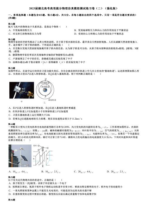 2023届湖北高考高效提分物理仿真模拟测试练习卷(二)(强化版)