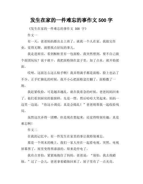 发生在家的一件难忘的事作文500字