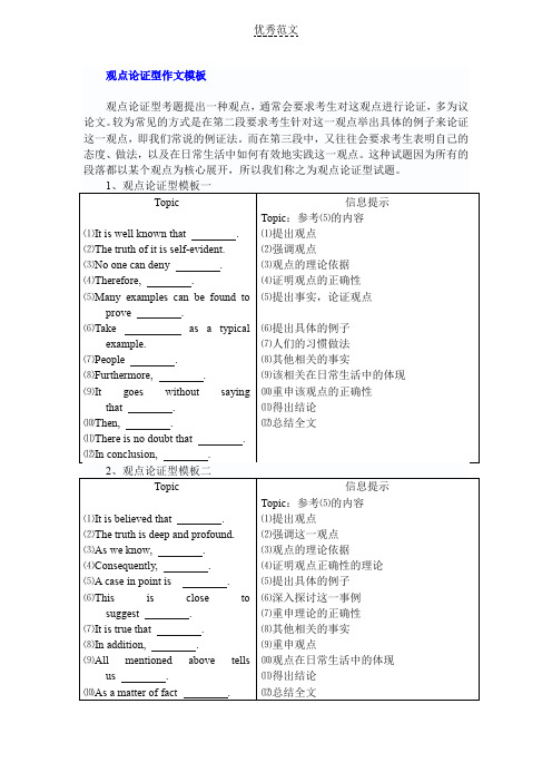 观点论证型作文模板