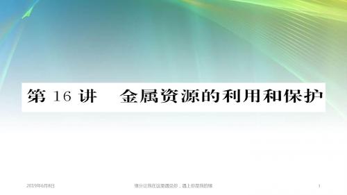 中考化学总复习第一轮复习系统梳理夯基固本第讲金属资源的利用和保护