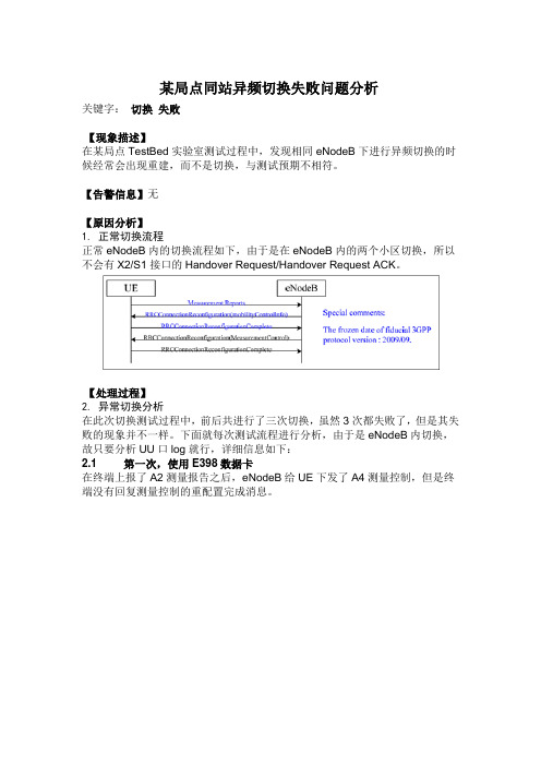 【网规网优案例】某局点同站异频切换失败问题分析