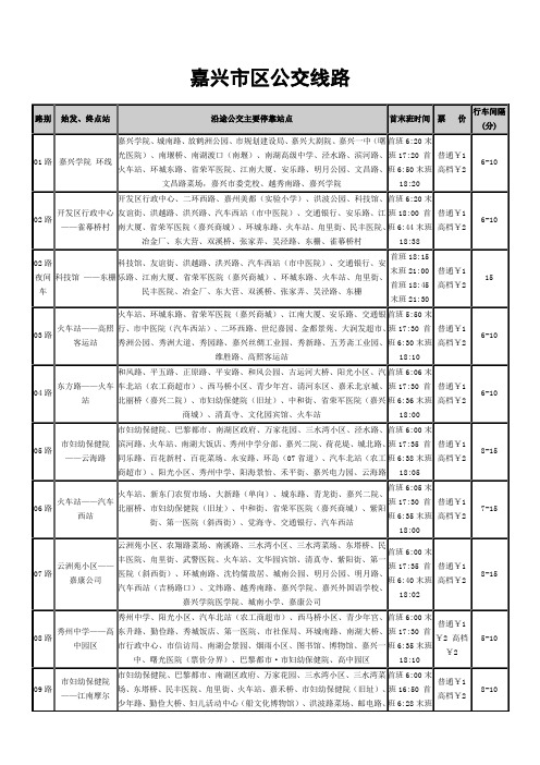 嘉兴公交线路