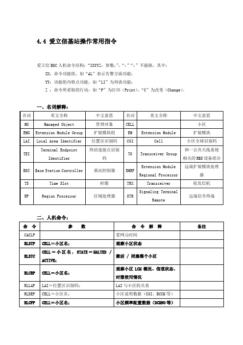 爱立信基站操作常用指令