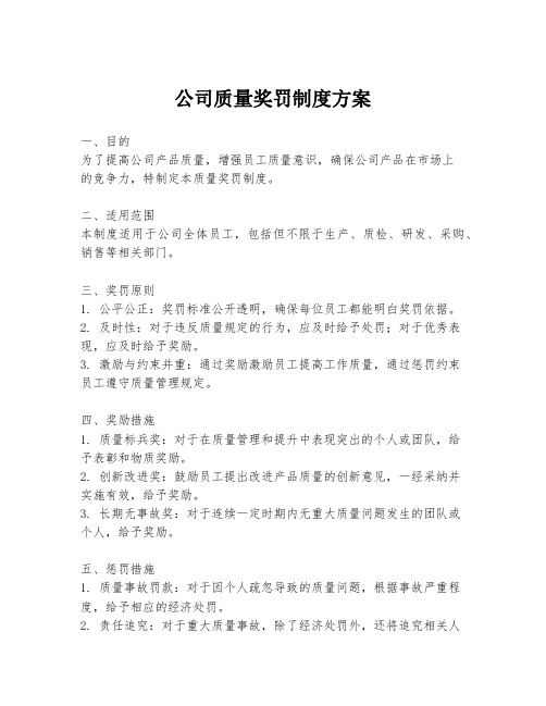 公司质量奖罚制度方案