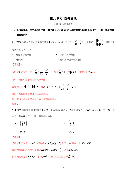 第九单元圆锥曲线( 滚动提升)-2021年高考数学一轮复习(解析版)