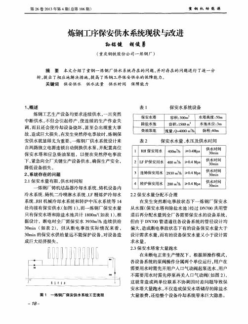 炼钢工序保安供水系统现状与改进